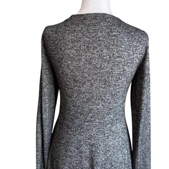 Loft Black Gray Long Sleeve Front Twist Midi Flowy Dress Size S - Picture 16 of 17